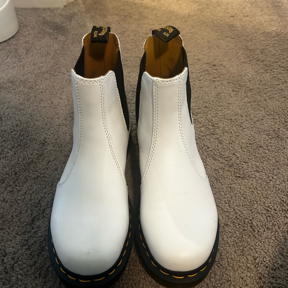 Dr. Martens White and Black Leather Boots